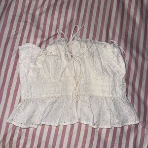 Abercrombie & Fitch White Eyelet Lace Blouse